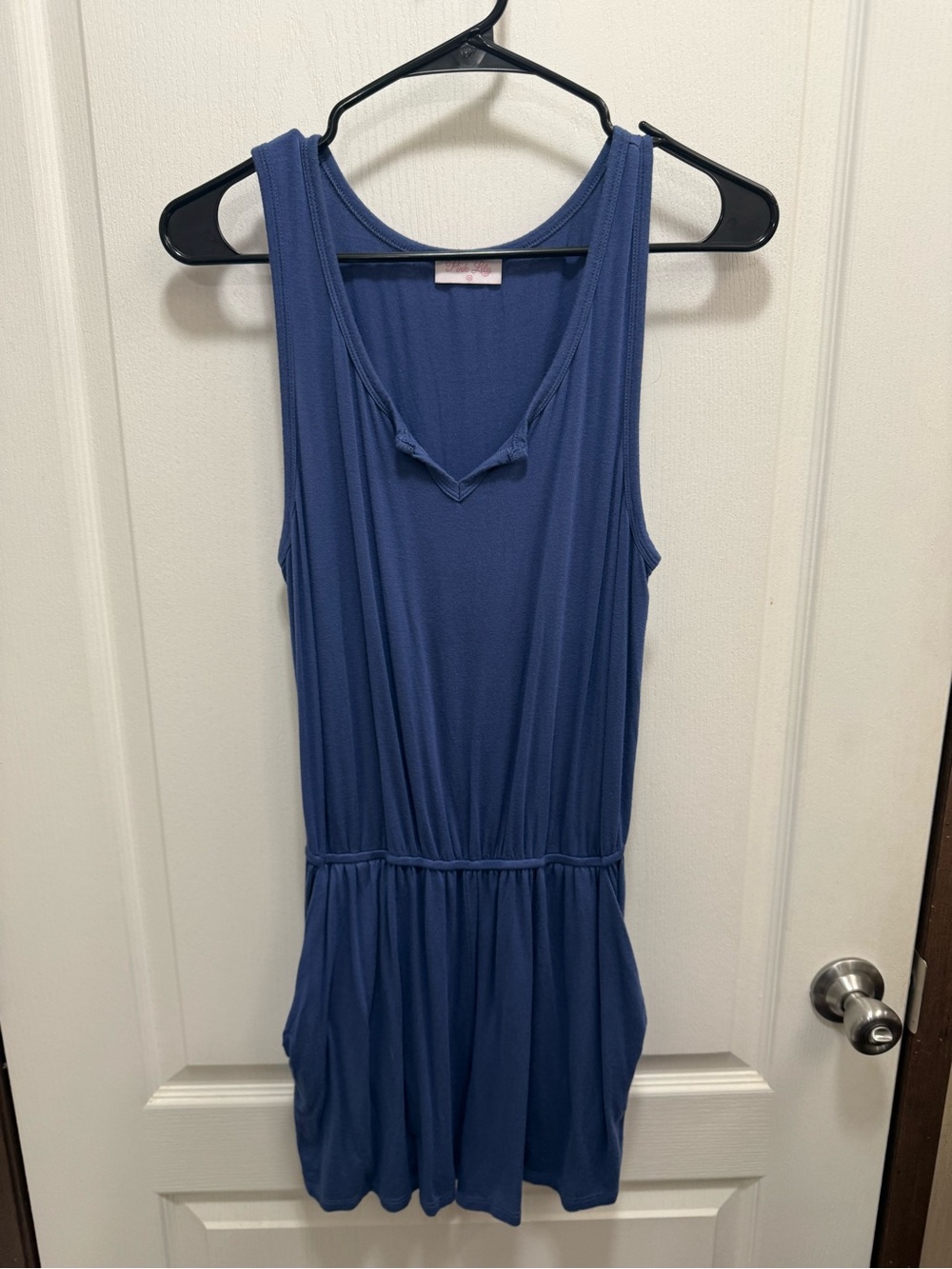 Pink Lily Navy Blue Sleeveless Romper